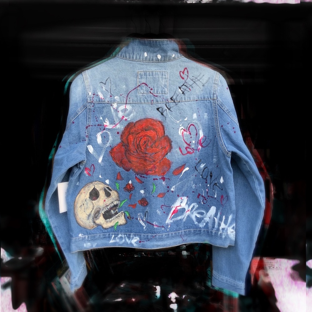 Custom hand painted jean jacket
